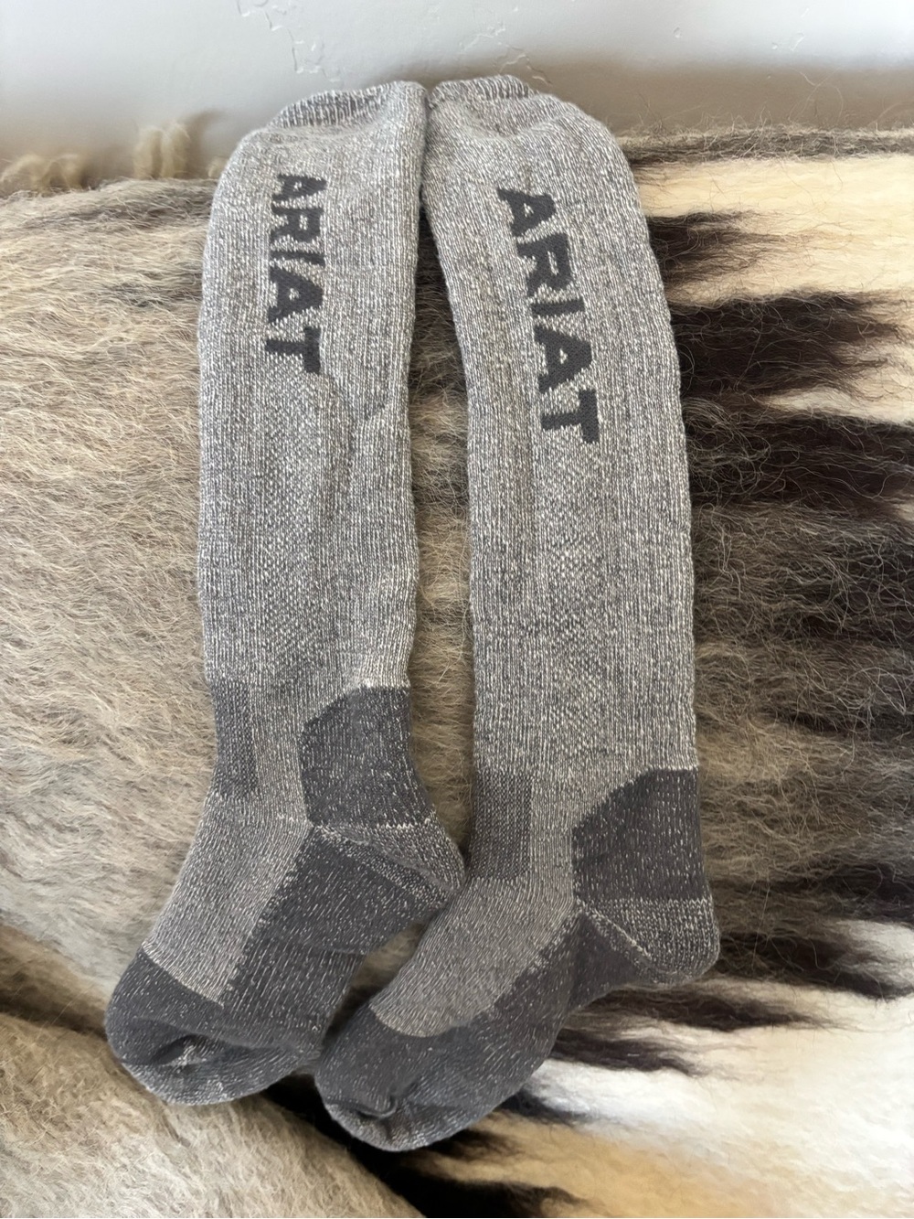 Ariat Men's Gray Performance Crew Socks - long xlarge tall boot socks
